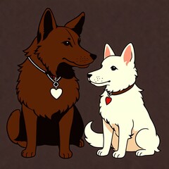 Illustration of Dog Couple Generated by Ai