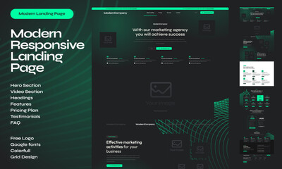 Modern green marketing and music full responsive landing page