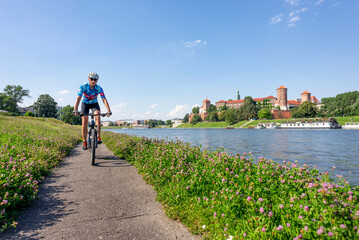 A man on a mountain bike- Cracow- Poland.