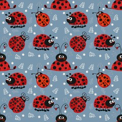 Seamless pattern with ladybird 