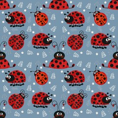 Seamless pattern with ladybird 