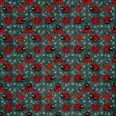 Seamless pattern with many ladybirds