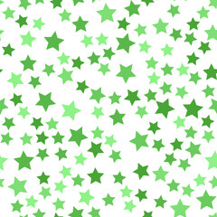 Seamless repeating pattern of small stars in various shades of green for fabric, textile, papers and other various surfaces