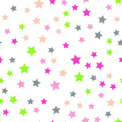 Seamless repeating pattern of green, gray, purple and beige stars for fabric, textile, papers and other various surfaces