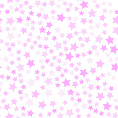 Seamless repeating pattern of big and small stars in various shades of pink and purple color for fabric, textile, papers and other various surfaces