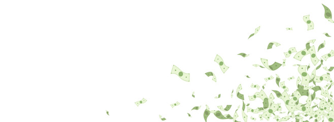 Flow Cash Vector White Panoramic Background.