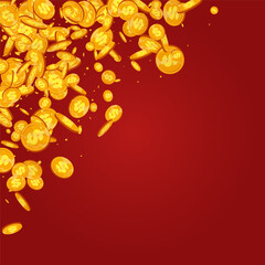 Fall Golden Cash Vector Red Background. Metal