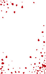 Red Petal Flying Vector White Background. Blur