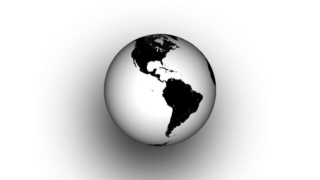 video animation earth planet rotating on the white background