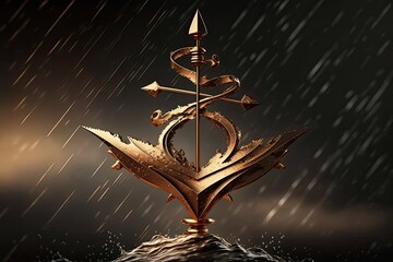 AI-generated illustration of a weathervane in the rain. MidJourney. - obrazy, fototapety, plakaty