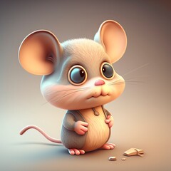 3D cartoon illustration, cute mice, ai generative