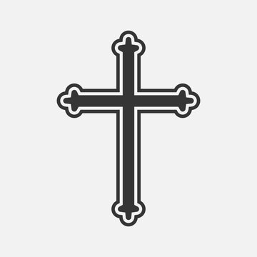 Religion cross icon. Symbol of christian or catholic church. Faith, God, Easter. Vector illustration on white background