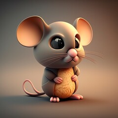 3D cartoon illustration, cute mice, ai generative