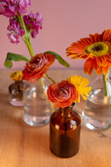 bright floral background for banner and invitation design. flowers in a vase.