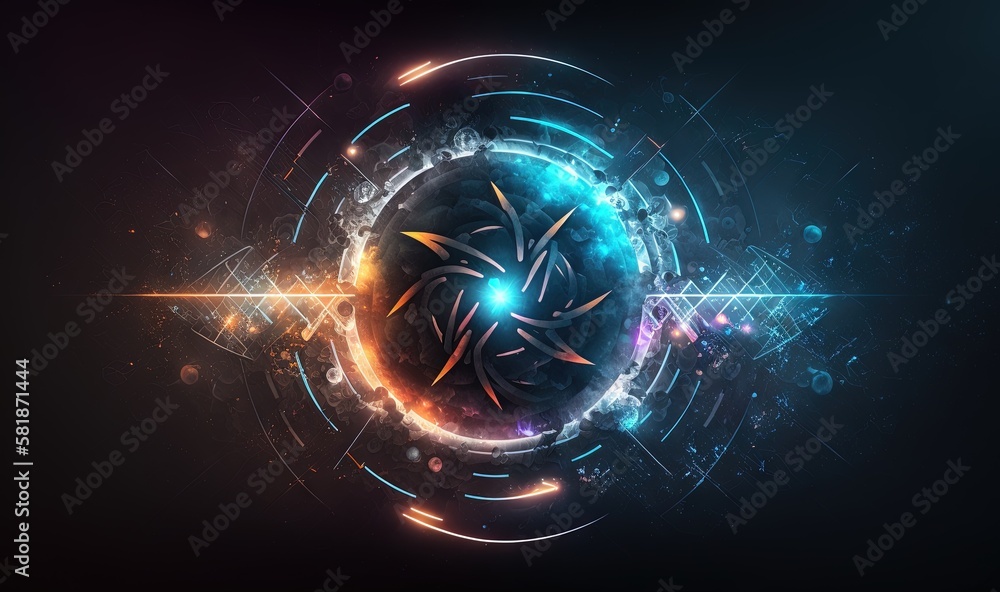 Poster a colorful abstract background with a circular shape and a star in the middle of the center of the i