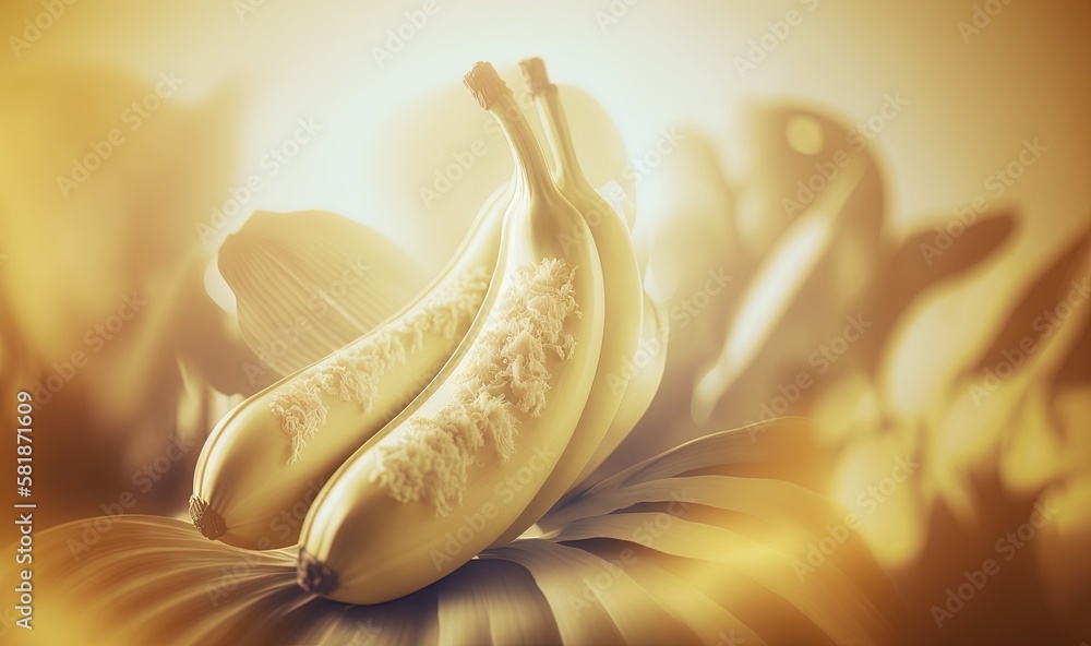 Poster a couple of bananas sitting on top of a table next to each other on top of a tablecloth covered tabl