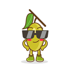 cool cartoon Cartoon olive wearing glasses illustration vector on white background