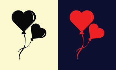 Red heart shaped balloon for Valentines party illustration.
