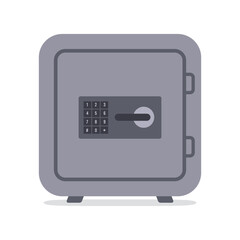 Closed bank safe front view. Vector.