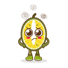 durian character cartoon with angry gesture