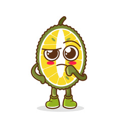 Confused durian cartoon character vector