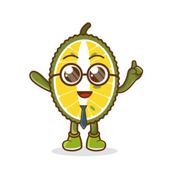 Cartoon mascot of durian as a businessman