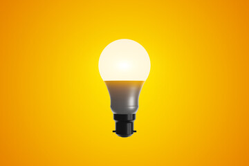 On Light bulb with a yellow background, Lighting bulb, Idea Bulb