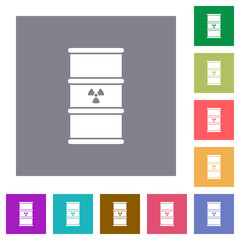 Radioactive waste square flat icons