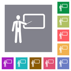 Training square flat icons