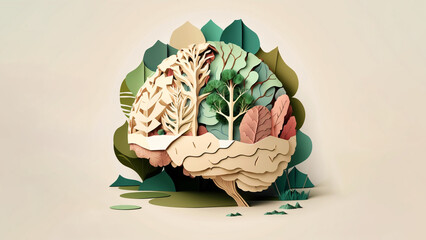 Mental Health, Sustainable Mindest, Paper Cut Concept Art (AI)