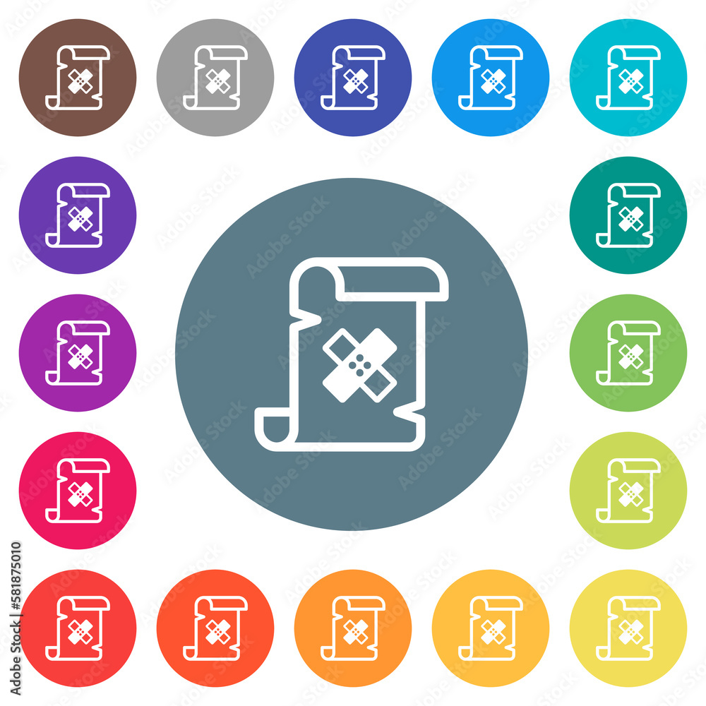 Poster script patch flat white icons on round color backgrounds