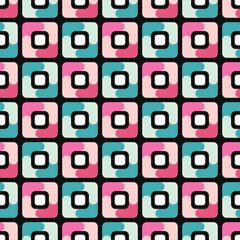 Blue and Pink Geometric Square Seamless Vector Repeat Pattern
