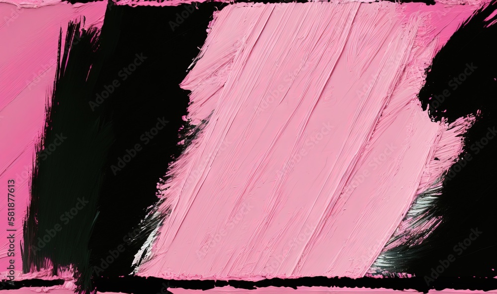 Poster  a pink and black background with a black stripe in the middle of the image and a black stripe in the middle of the image with a white stripe in the middle.  generative ai