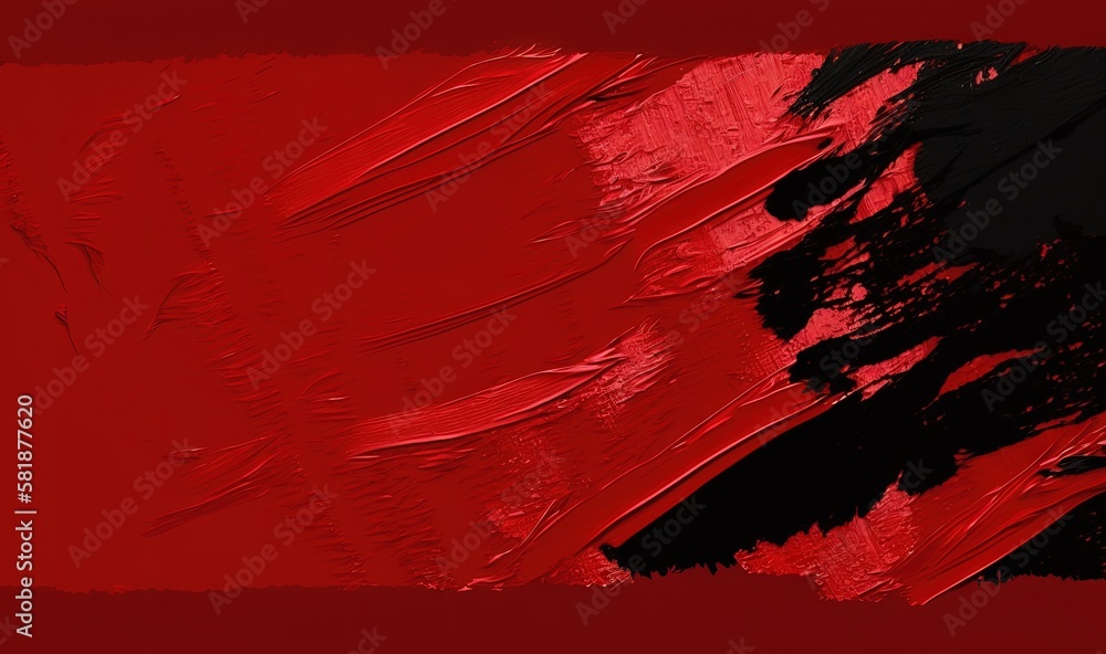 Poster a red and black painting of a tree in a red field with a red sky in the background and a black and w