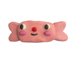 funky groove candy sweet character.Plasticine craft sticker.Clay 3d render patch.Real texture plasticine.quirky portrait character.Psychedelic funny hippie icon.Christmas candy 00s and 90s style
