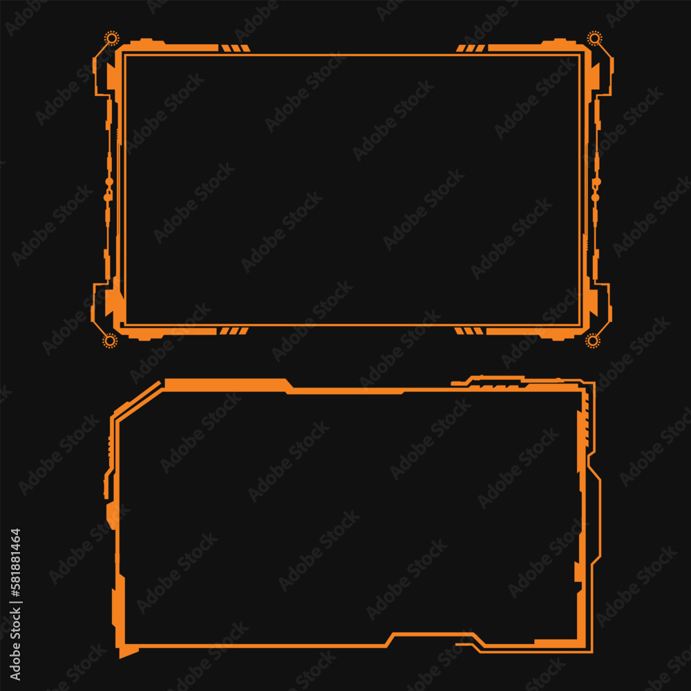 Poster abstract futuristic background of glowing technology sci fi frame hud ui