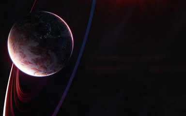 Planet in deep space. Science fiction. Elements of this image furnished by NASA