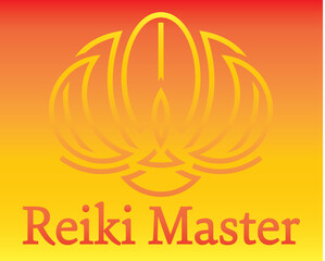 Template, element for logo design with lotus on the theme of spirituality. Reiki Ryoho tradition