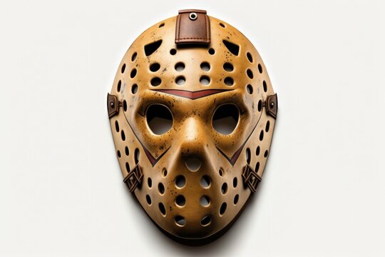 Hockey mask illustration, white background. Generative AI
