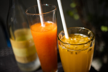 fresh mango juice in glass