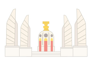 The Democracy Monument.Constitution Day in Thailand on December 10.Landmark in bangkok.Government and political.Thai national day.Election day concept.Flat design.Cartoon vector illustration.