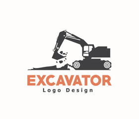 Excavator logo or Excavator construction logo 