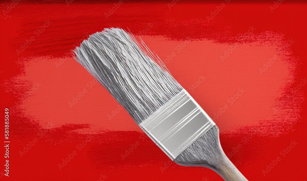 Poster a paintbrush with a red background and a white stripe on the top of the paintbrush is a white stripe