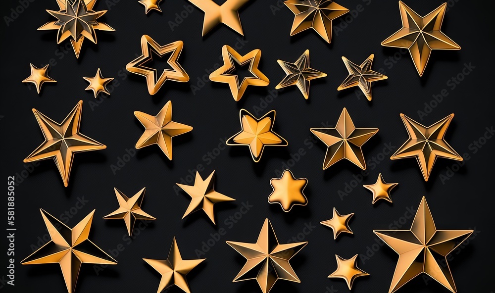 Poster a group of gold stars on a black background with a black background and a black background with gold