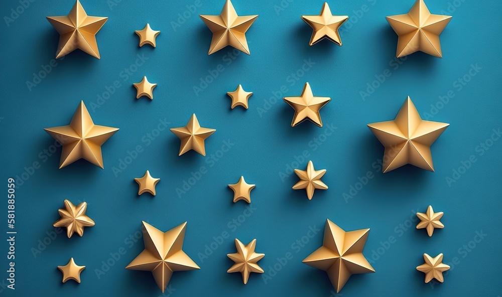 Poster a group of gold stars on a blue background with a blue background and a blue background with a few g