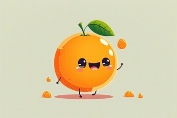 Happy cute orange cartoon. Generative AI