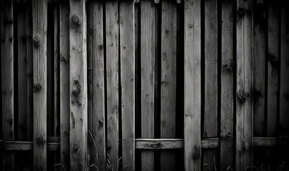  a black and white photo of a wooden fence with a cross on top of the fence and grass in front of the fence and the fence.  generative ai