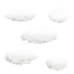 A set of 3d render fluffy clouds with transparent background.