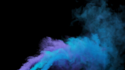 multicolored smoke abstract on black background,Colorful smoke floats in the air.,the movement of smoke in the air, 3d rendering.