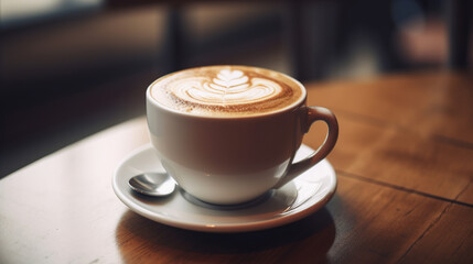 Coffee latte macchiato in a mug. AI